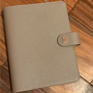 NOTIQ Large Faux Leather Planner Organizer Binder Taupe Beige Snap  rose gold